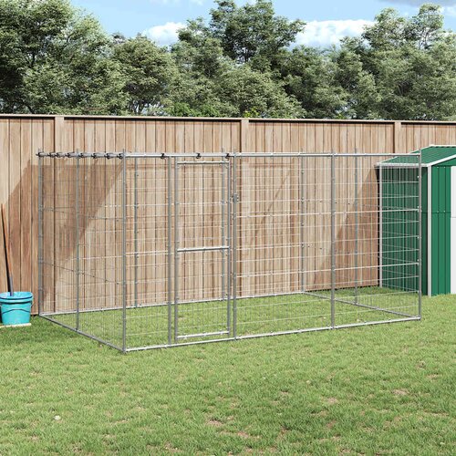 Vanjski kavez za pse od pocinčanog čelika s krovom 7,26 m² Cene