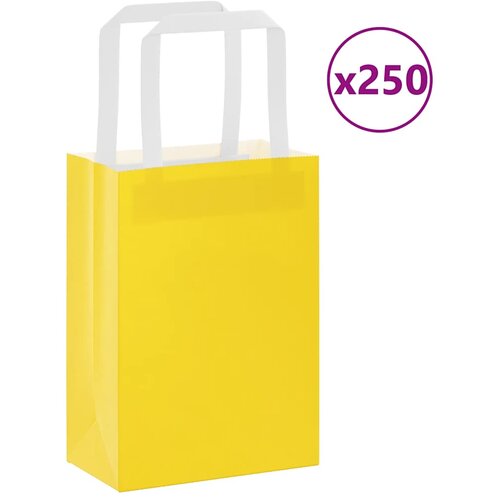 Papirnate vrećice 250 kom s ručkama žute 15x8x21 cm Cene