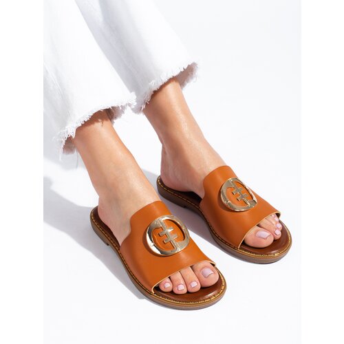 SHELOVET Women&amp;#039;s flat slippers camel Slike