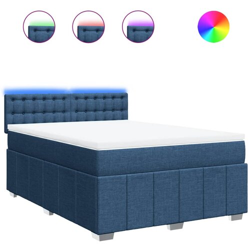 vidaXL Box spring postelja z vzmetnico modra 160x200 cm blago, (21307050) Cene