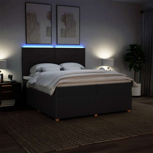  Krevet s oprugama i madracem crni 200x200 cm od tkanine Slike