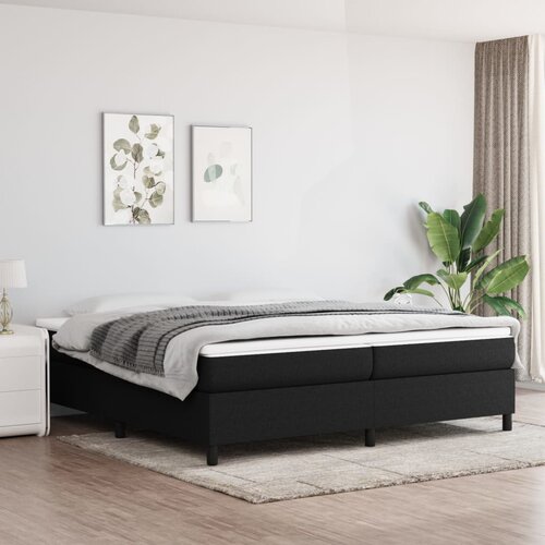  Okvir za krevet s oprugom crni 200x200 cm od tkanine Slike