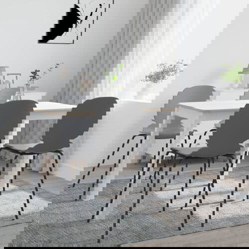 vidaXL Jedilna miza bela in rjava 114x71x75 cm trden les kavčukovca Cene
