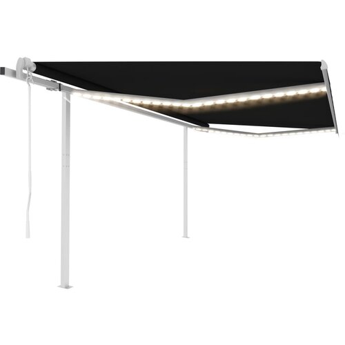 VidaXL Avtomatska tenda LED + senzor 4,5x3,5 m antracitna Slike
