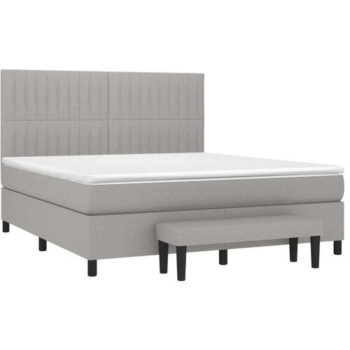  Krevet box spring s madracem svjetlosiva 160x200 cm tkanina Slike