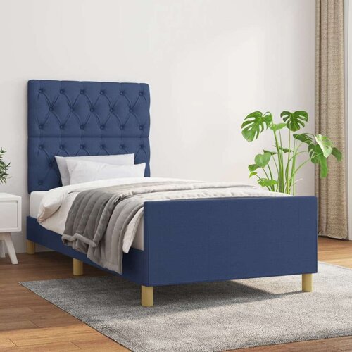  Posteljni okvir z vzglavjem moder 80x200 cm blago, (20905019) Slike