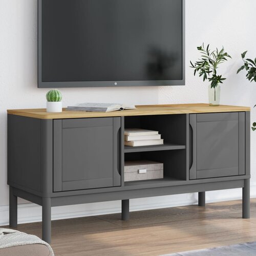 vidaXL TV omarica FLORO siva 114x43x55 cm trdna borovina Cene