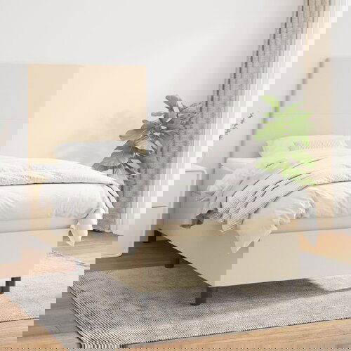 VidaXL Box spring postelja z vzmetnico krem 90x200 cm blago Slike