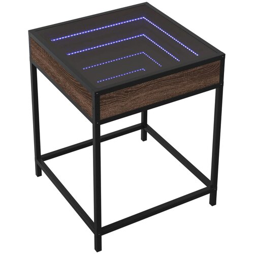  Noćni ormarić s beskonačnim LED boja smeđeg hrasta 40x40x51 cm Slike