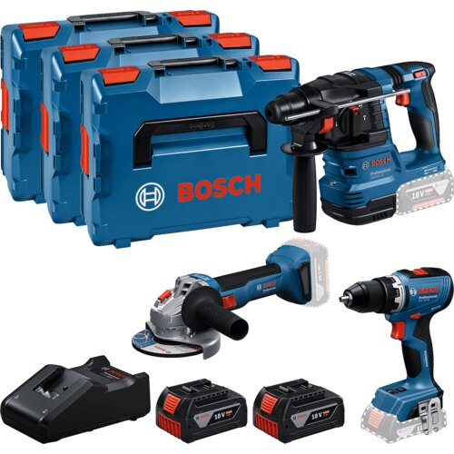 Bosch gsr 18V-65 + gbh 18V-22 + gws 18V-8 + 2&amp;thinsp;&amp;times;&amp;thinsp;GBA 18V 5,0Ah + 3 x l-boxx, set alata 0615A5009G Slike
