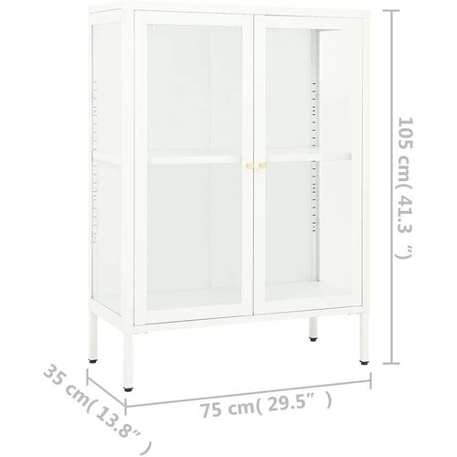 VidaXL komoda bijela 75 x 35 x 105 cm od čelika i stakla Slike