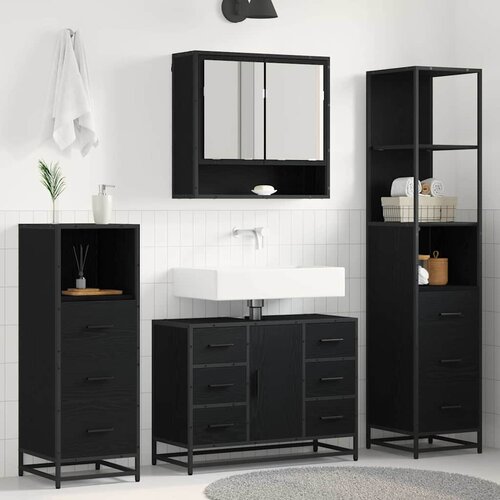  Set namještaja za kupaonicu 4 kom. Crni hrast 80 x 33 x 60 cm Cene