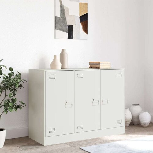 VidaXL Komoda bela 99x39x73 cm jeklo Slike