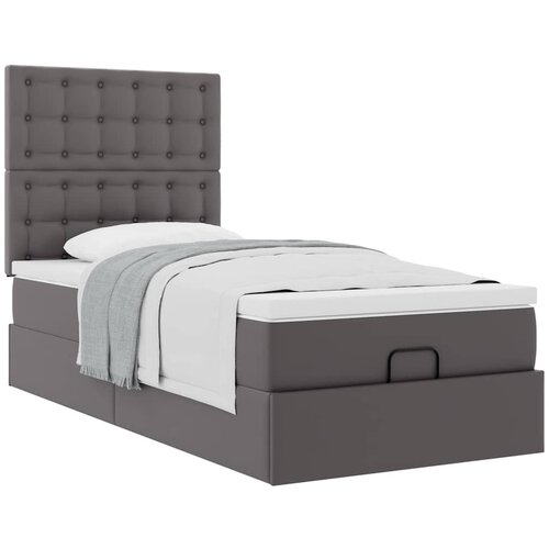 vidaXL Otomanski okvir kreveta s madracem sivi 90x190cm umjetna koža Cijene