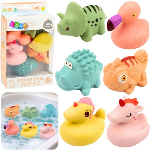  Set of educational rubber animals for bathing, pastel games, 6 pcs. Cijene