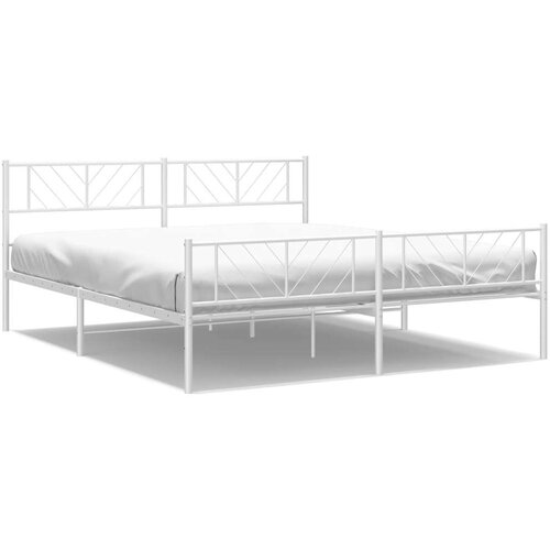 VidaXL Metalni okvir kreveta uzglavlje i podnožje bijeli 193x203 cm Slike