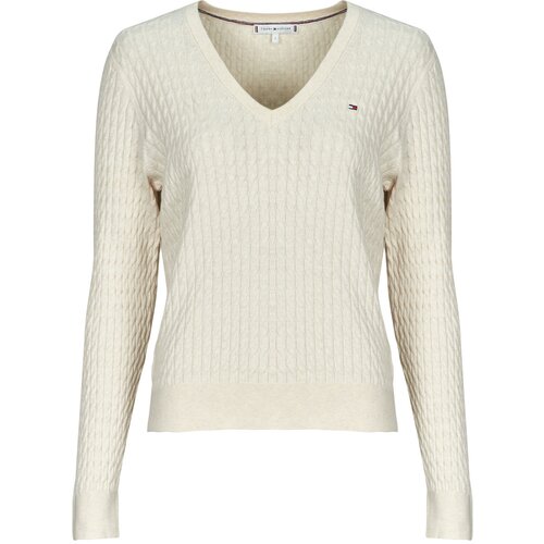 Tommy Hilfiger CO CABLE FINE GG V-NK LS SWT Bež Slike