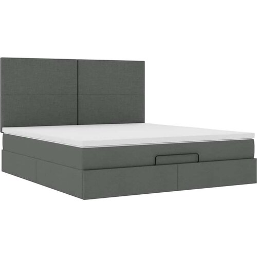VidaXL Otomanski krevet s madracem tamnosivi 160x200cm od tkanine Slike