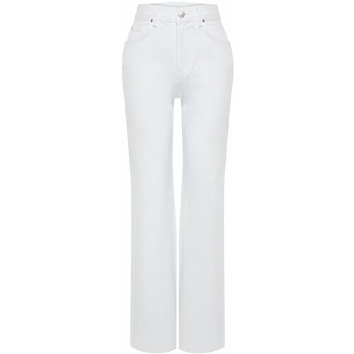 Trendyol White High Waist Wide Leg Jeans Cene