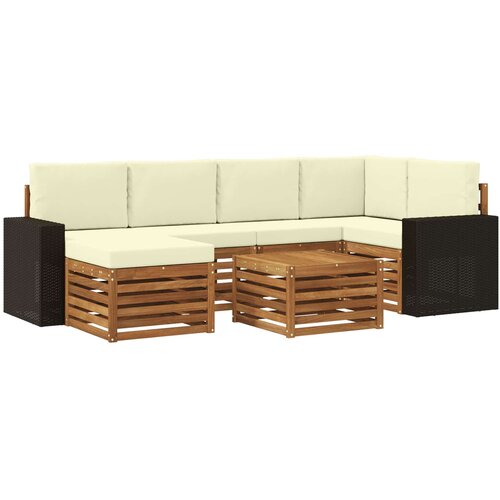 vidaXL Kotna sedežna garnitura z blazino 7 pcs Naravna in smetana, (5000269404) Cene