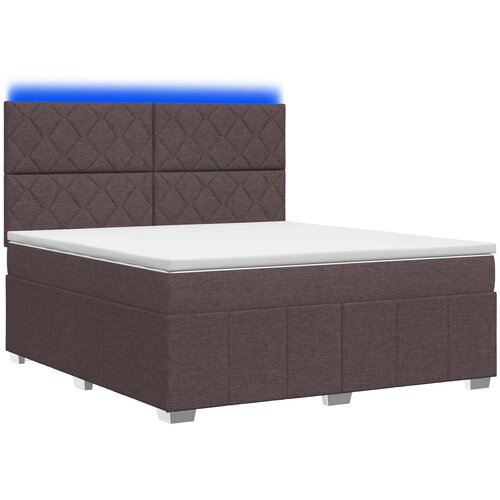  LED okvir za krevet s madracem Tamno smeđa 160 x 200 cm Tkanina Slike