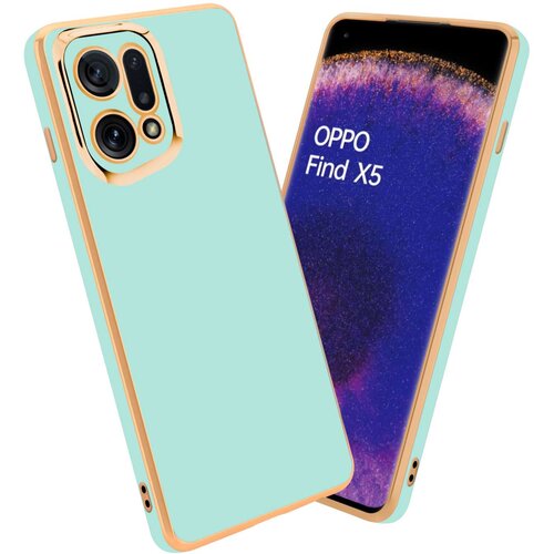 Cadorabo Ohi&scaron;je, združljivo z Oppo FIND X5 in ble&scaron;čeča metina zelena - zlata - Za&scaron;čitni ovitek iz prožnega silikona TPU in z za&scaron;čito kamere, (20860075) Cene