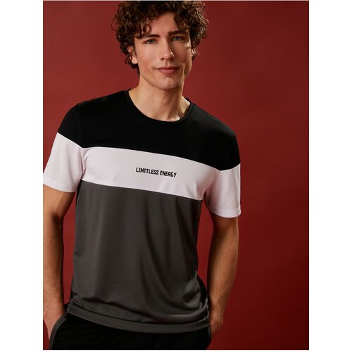 Koton Sports T-Shirt Slogan Printed Color Block Crew Neck Breathable Fabric Cene