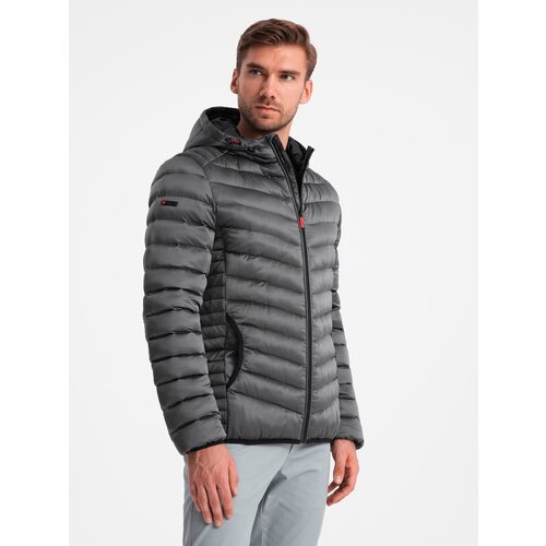 Ombre Lightly insulated quilted men's jacket with satin trim - graphite Cijene