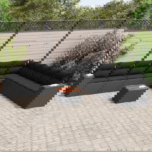 vidaXL 10-dijelni set vrtnih sofa s jastucima crni od poliratana Cijene