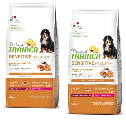 Natural Trainer Sensitive No Gluten Puppy & Junior Medium/Maxi - losos 2 x 12 kg Cene