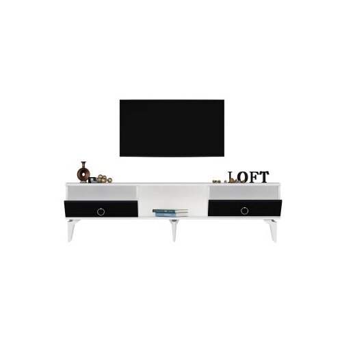 Hanah home TV komoda Arona, 150x44,6x29,6 cm, Bijelo-Antracit Cene