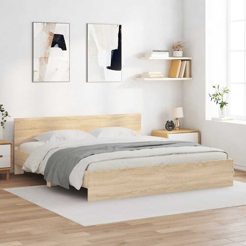  Okvir kreveta s uzglavljem boja hrasta 160 x 200 cm Cijene