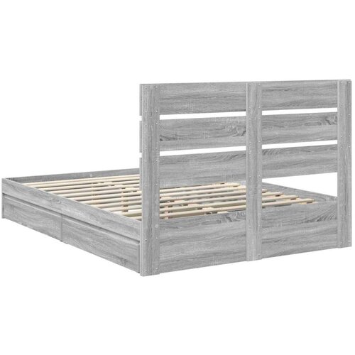  Krevet s od storage Siva Sonoma 150 x 200 cm Konstruirano drvo Slike