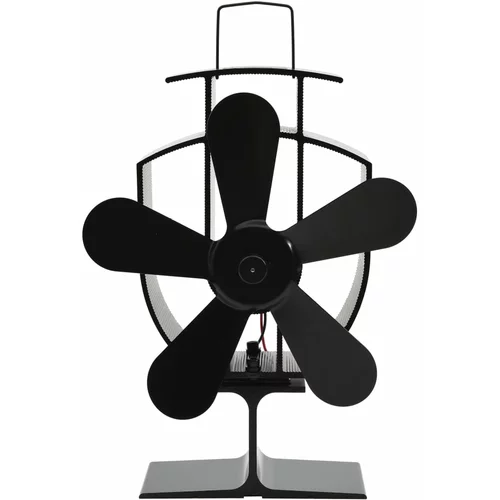 vidaXL Ventilator za kamin na toploto s 5 krili črn, (21222573)