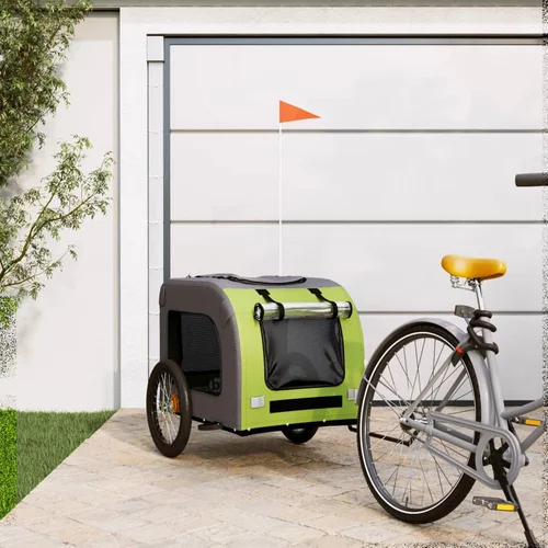 Prikolica za bicikl za pse zeleno-siva od tkanine i željeza