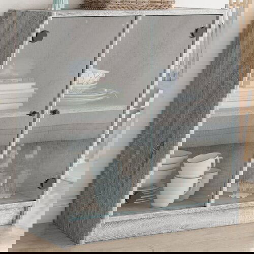 VidaXL Bočni ormarić sa staklenim vratima boja hrasta 68x37x75 5 cm Slike