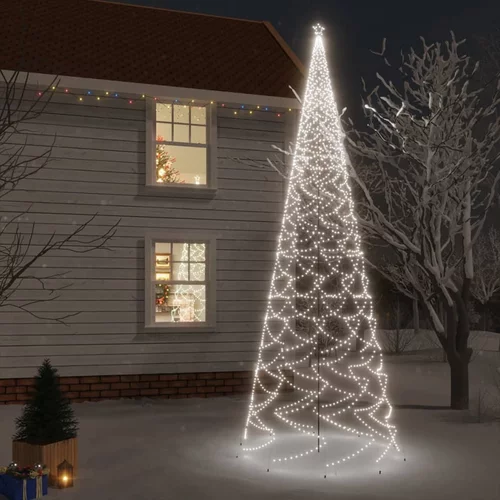 vidaXL Božično drevo s konico 3000 hladno belih LED diod 800 cm