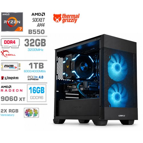 MEGA Računalnik MT S7X R7-5800X/RX9060 XT/32GB/1TB/750W/Brez OS/črna RGB, (5000528132) Cene