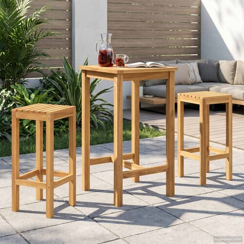 Vanjski bar set 3 pcs Neprerađeno Čvrsto teak drvo Cene