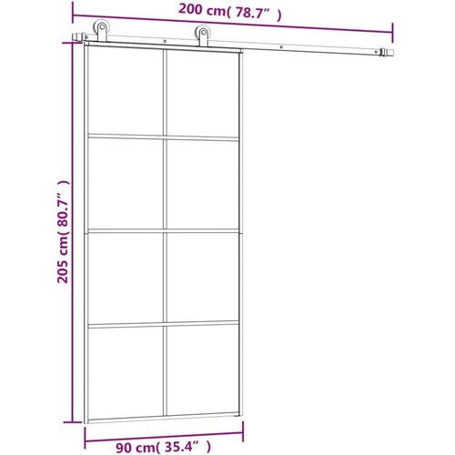 VidaXL Klizna vrata s priborom 90 x 205 cm od ESG stakla i aluminija Slike