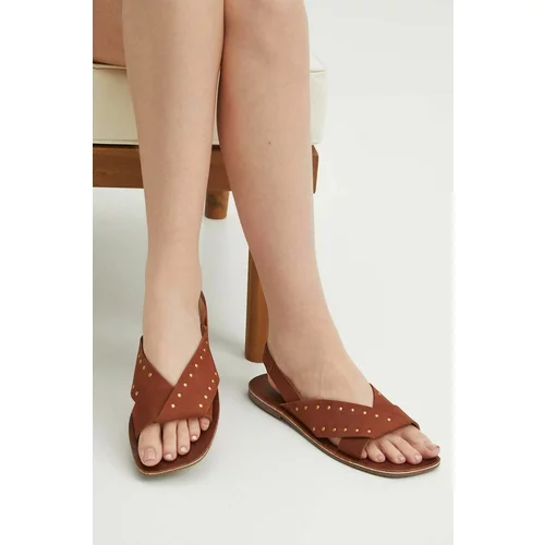 Medicine Kožne sandale za žene, boja: smeđa