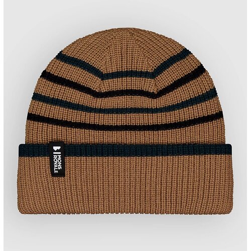 Mons Royale Stripey Merino Kapa tan / dark pine / black Slike