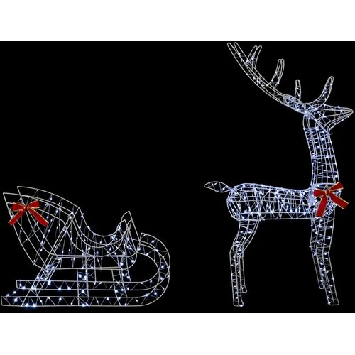  Reindeer vuče saonice LOVIISA 2 kom. 450 LED lampica - Prozirni konop Slike