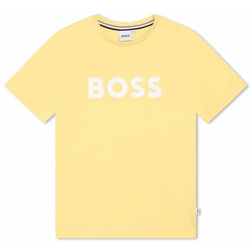 Boss Dječja pamučna majica kratkih rukava boja: žuta, s tiskom