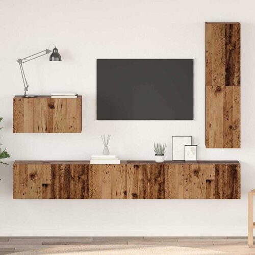 vidaXL Set TV komoda s ladicama s policom Zidne Ostalo s pohranom 4 pcs Staro drvo 30.5 x 30 x 110 cm Cijene