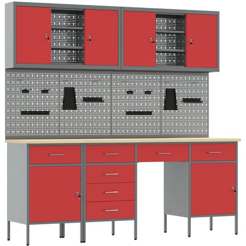 vidaXL 10-delni delovni set rdeče jeklo, (22047433) Cene