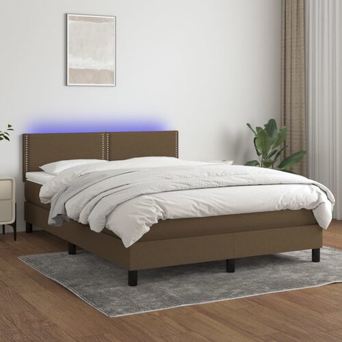 The Living Store Box spring postelja z vzmetnico LED temno rjava 140x200cm blago - Box Spring Postelja, (21521238) Slike