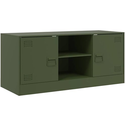 Maison Chic TV omarica - TV enota - Televizijska omarica olivno zelena 99x39x44 cm jeklo, (21698870) Slike