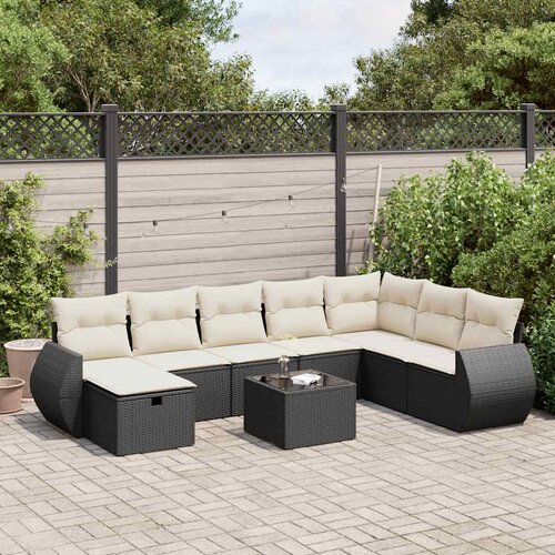 vidaXL 9-dijelni set vrtnih sofa s jastucima crni od poliratana Cijene