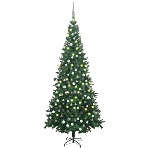  Umjetno božićno drvce LED s kuglicama L 240 cm zeleno